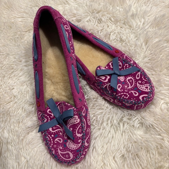 Ugg Australia Amila Moccasins Pink Leather Loafer Shoes Slippers Womens Size 6 - Picture 9 of 9